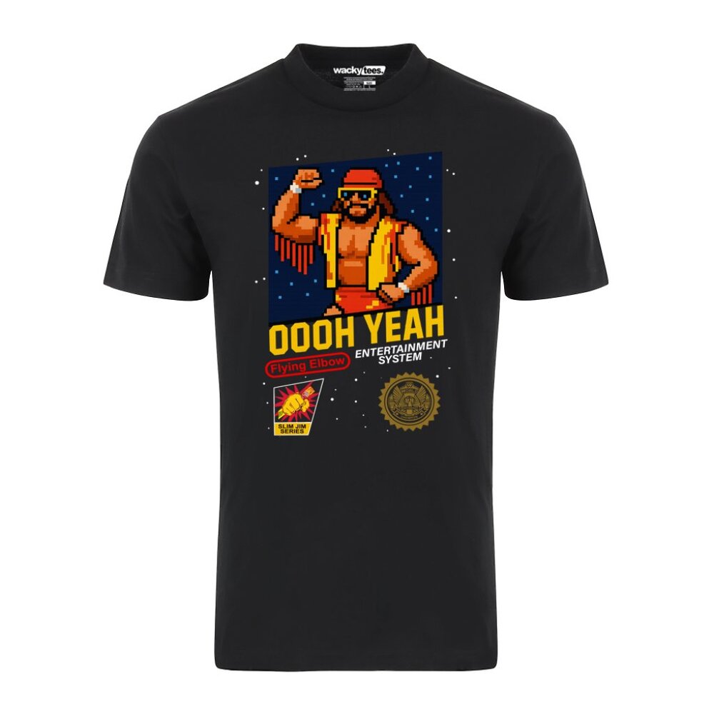 Ooh Yea Macho Man Wrestling 8-Bit Randy Gaming System Style Graphic Tee Shirt
